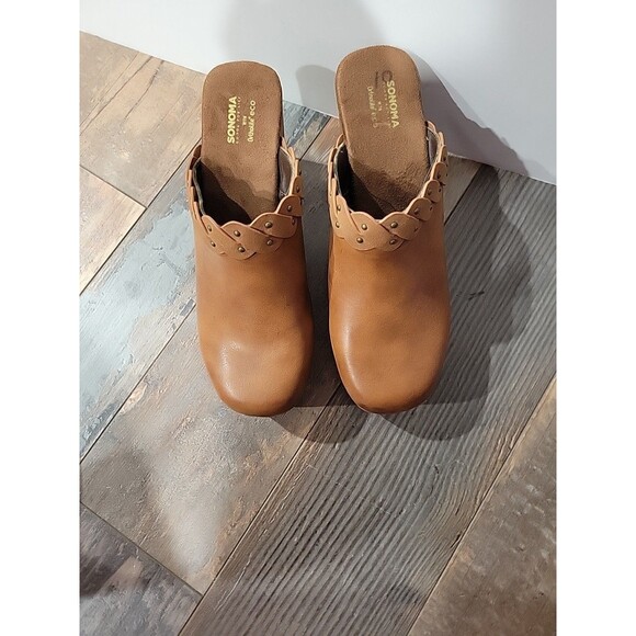 Womens Sz 10 Sonoma Ortholite ECO Braided Mule Clog Heeled Brown Woven NWOB - Picture 3 of 11